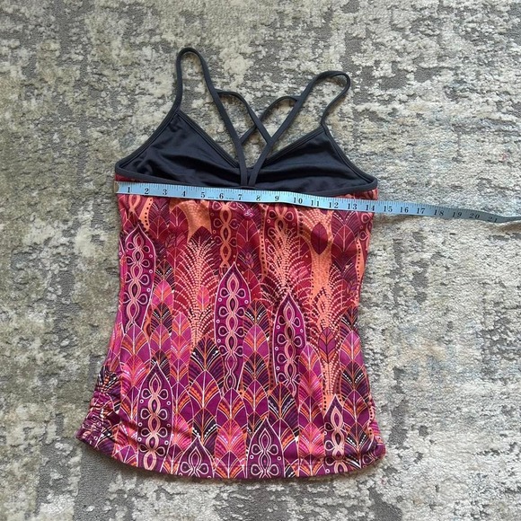 Prana Active perfomance Strappy Tank Top Multicolor Shelf Bra Yoga S - Picture 4 of 5